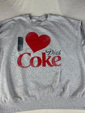 I Love Diet Coke Sweatshirt Ripple Junction Gray Size XL Tall Cotton/Poly Blend